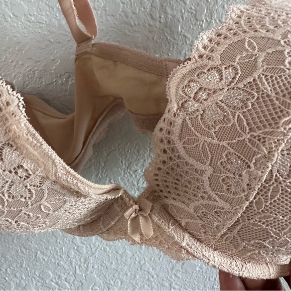 Torrid Nude Lace Push-Up Plunge Bra 40D Underwire Floral Lace - Picture 5 of 11